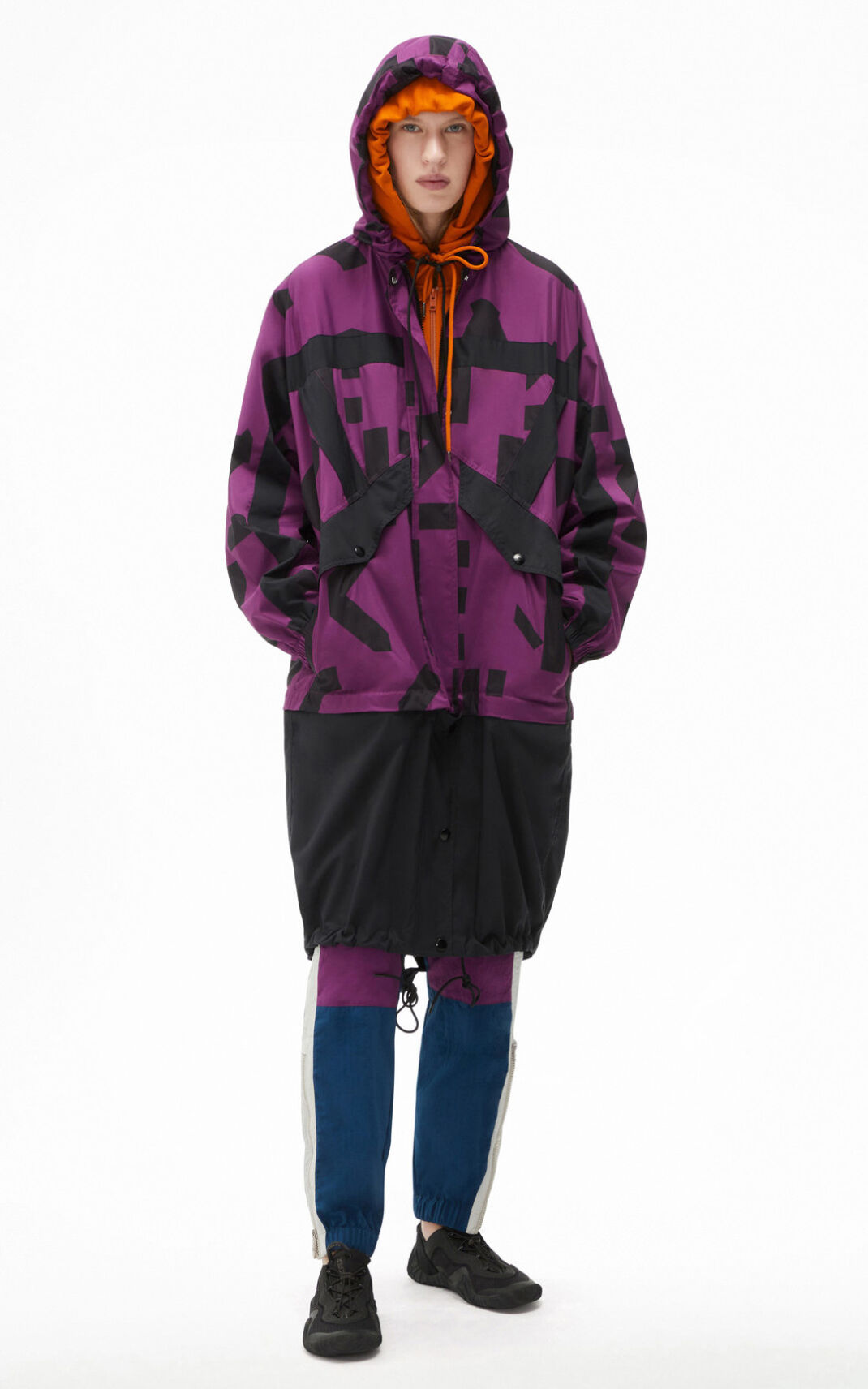 Kenzo Sport long windstopper with monogram Parka Dames Paars | 73249BHVZ